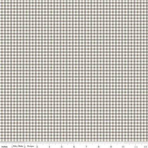 Fat Quarter End of Bolt - CLEARANCE Bee Ginghams Camille C12560 Pebble - Riley Blake - 1/8" PRINTED Plaid - Lori Holt Quilting Cotton Fabric
