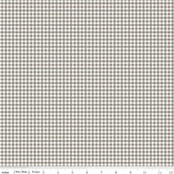11" End of Bolt - CLEARANCE Bee Ginghams Camille C12560 Pebble - Riley Blake - 1/8" PRINTED Plaid Checks - Lori Holt  Quilting Cotton Fabric