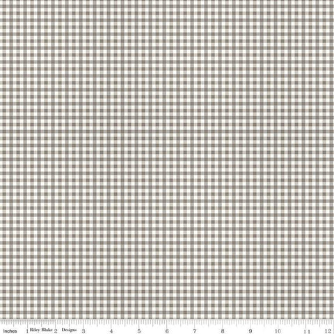 11" End of Bolt - CLEARANCE Bee Ginghams Camille C12560 Pebble - Riley Blake - 1/8" PRINTED Plaid Checks - Lori Holt  Quilting Cotton Fabric