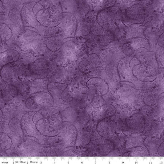 11" End of Bolt - SALE Painter's Watercolor Swirl C680 Purple - Riley Blake Designs - Purple Tone-on-Tone - Quilting Cotton Fabric
