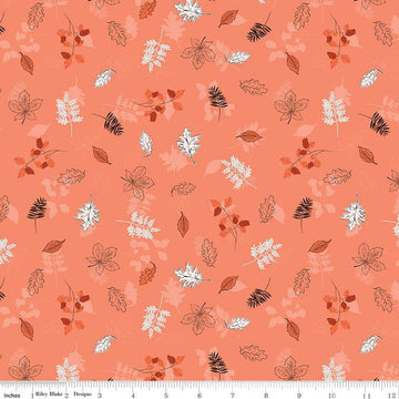 30" End of Bolt - CLEARANCE Maple Leaves C12474 Salmon - Riley Blake - Leaf - Quilting Cotton Fabric