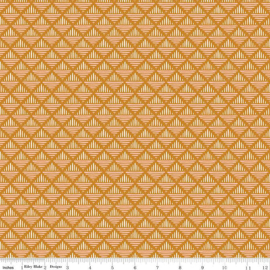 35" End of Bolt - CLEARANCE Maple Geo C12475 Gold - Riley Blake Designs - Geometric Diagonal Squares - Quilting Cotton Fabric