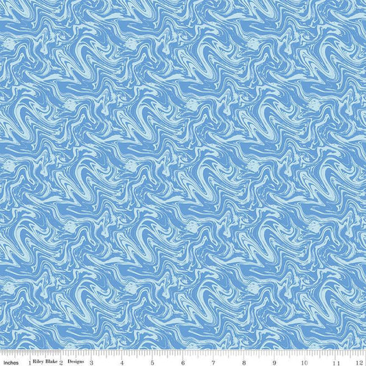 Fat Quarter End of Bolt Piece - SALE Blue Jean Marbled C12721 Blue - Riley Blake Designs - Marble - Quilting Cotton Fabric