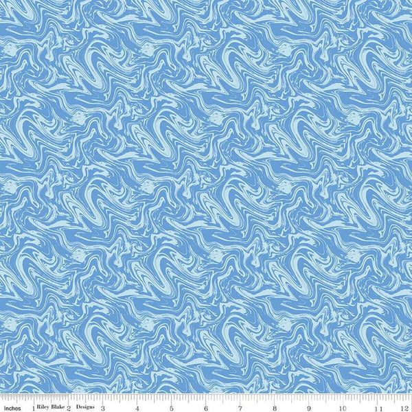 Fat Quarter End of Bolt Piece - SALE Blue Jean Marbled C12721 Blue by Riley Blake Designs - Marble - Quilting Cotton Fabric