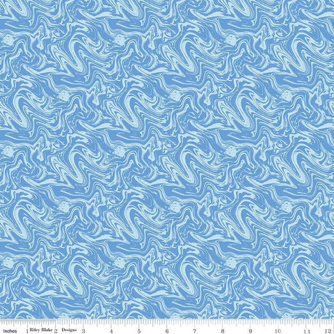 Fat Quarter End of Bolt Piece - SALE Blue Jean Marbled C12721 Blue by Riley Blake Designs - Marble - Quilting Cotton Fabric