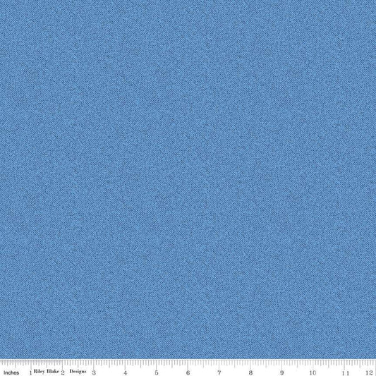 Fat Quarter End of Bolt - SALE Blue Jean Texture C12726 Blue - Riley Blake Designs - Printed Denim-Like Semi-Solid - Quilting Cotton Fabric