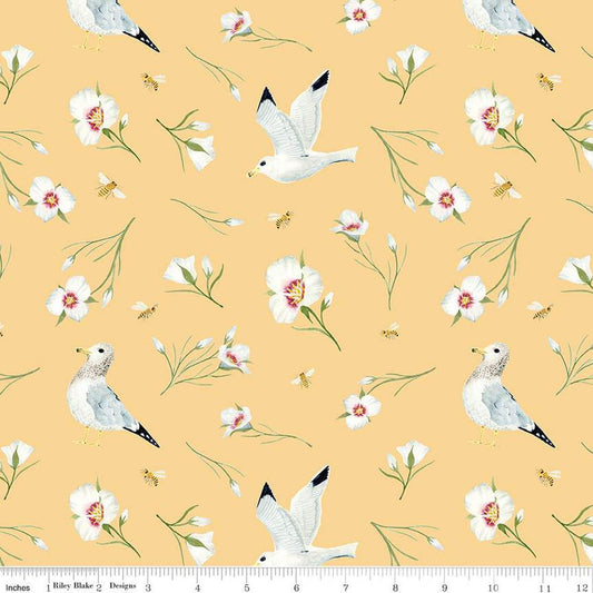 10" End of Bolt - The Beehive State Main C12530 Beehive - Riley Blake - Utah Seagulls Sego Lilies Birds Floral - Quilting Cotton Fabric