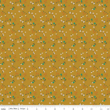 17" End of Bolt - SALE Forgotten Memories Ditsy C12756 Gold - Riley Blake Designs - Floral Flowers - Quilting Cotton Fabric