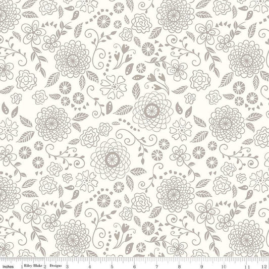 11" End of Bolt - Hush Hush 2 Best Buds C12890 - Riley Blake Designs - Low-Volume Floral Flowers - Quilting Cotton Fabric