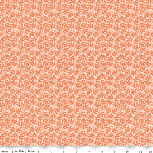 Fat Quarter End of Bolt - CLEARANCE With a Flourish Leaves C12734 Blush - Riley Blake - Overlapping Leaves Leaf - Quilting Cotton Fabric
