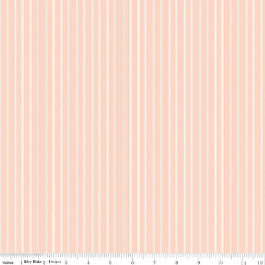 29" End of Bolt - SALE With a Flourish Stripe C12735 Blush - Riley Blake - Blush Cream Ticking Stripes Striped - Quilting Cotton Fabric