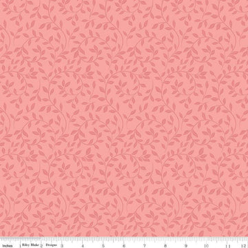 17" End of Bolt - At First Sight Vines C12683 Coral - Riley Blake Designs - Leaves Tone-on-Tone - Quilting Cotton Fabric