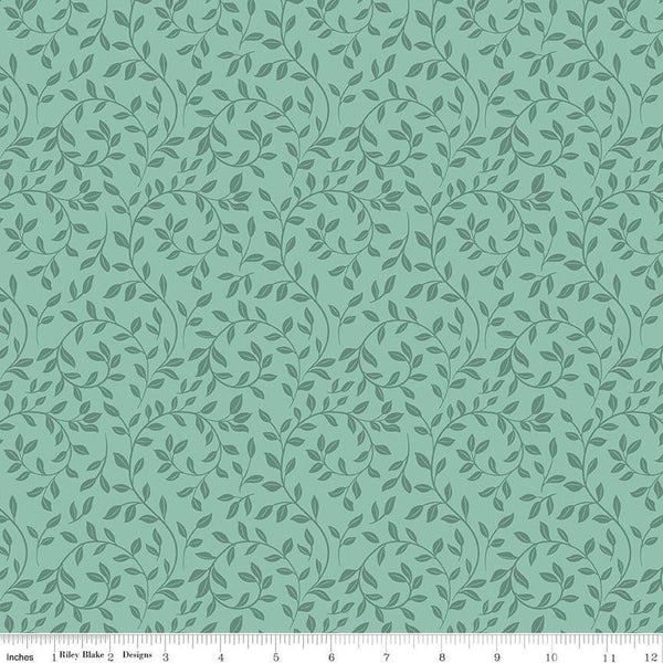 Fat Quarter End of Bolt - At First Sight Vines C12683 Seafoam - Riley Blake Designs - Leaves Tone-on-Tone - Quilting Cotton Fabric