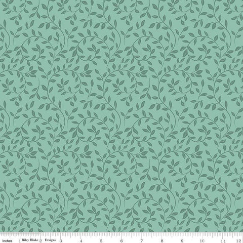 Fat Quarter End of Bolt - At First Sight Vines C12683 Seafoam - Riley Blake Designs - Leaves Tone-on-Tone - Quilting Cotton Fabric