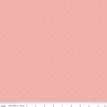 Fat Quarter End of Bolt - At First Sight Circles C12687 Coral - Riley Blake Designs - Geometric - Quilting Cotton Fabric