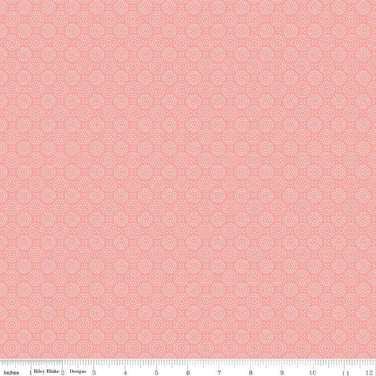 Fat Quarter End of Bolt - At First Sight Circles C12687 Coral - Riley Blake Designs - Geometric - Quilting Cotton Fabric