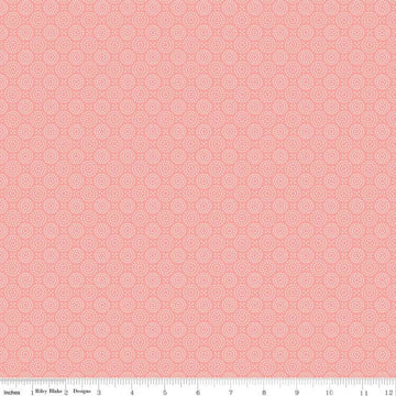 Fat Quarter End of Bolt - At First Sight Circles C12687 Coral - Riley Blake Designs - Geometric - Quilting Cotton Fabric
