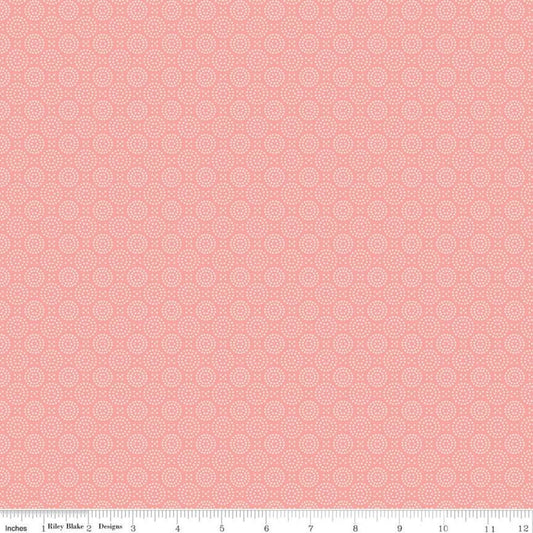 Fat Quarter End of Bolt - At First Sight Circles C12687 Coral - Riley Blake Designs - Geometric - Quilting Cotton Fabric