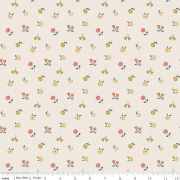 22" End of Bolt - SALE Forgotten Memories Blossom C12752 Off White - Riley Blake Designs - Floral Flowers - Quilting Cotton Fabric