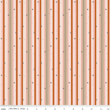31" End of Bolt - CLEARANCE Forest Friends Stripe C12695 Apricot - Riley Blake - Stripes Striped Paw Prints Animal - Quilting Cotton Fabric