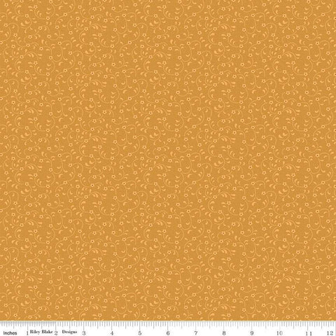 Fat Quarter End of Bolt - CLEARANCE Floret C675 Marigold - Riley Blake Designs - Flowers Floral Tone-on-Tone - Quilting Cotton Fabric