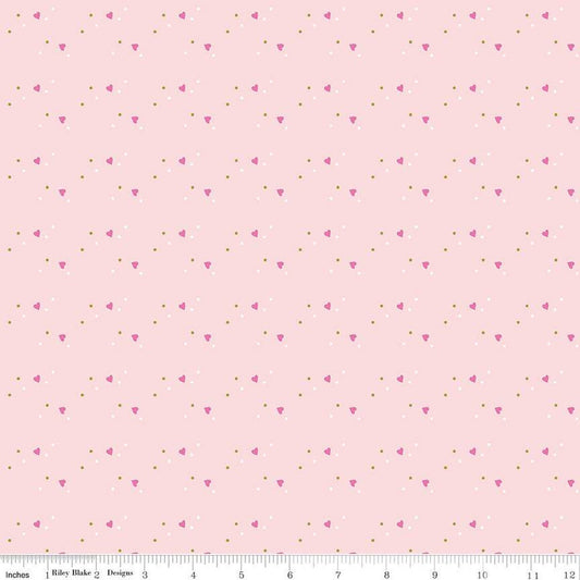 Fat Quarter End of Bolt - SALE Mint for You Sprinkle Hearts SC12764 Blush SPARKLE - Riley Blake - Valentine's Gold SPARKLE - Quilting Fabric