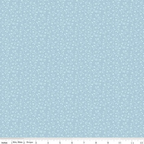 CLEARANCE Floret C675 Frost - Riley Blake Designs - Flowers Floral Tone-on-Tone - Quilting Cotton Fabric