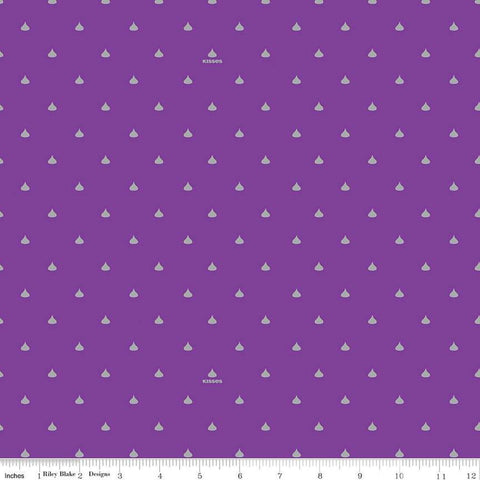 22" End of Bolt - CLEARANCE Celebrate with Hershey Valentine Kisses Dots SC12806 Purple SPARKLE - Riley Blake - Silver - Quilting Cotton