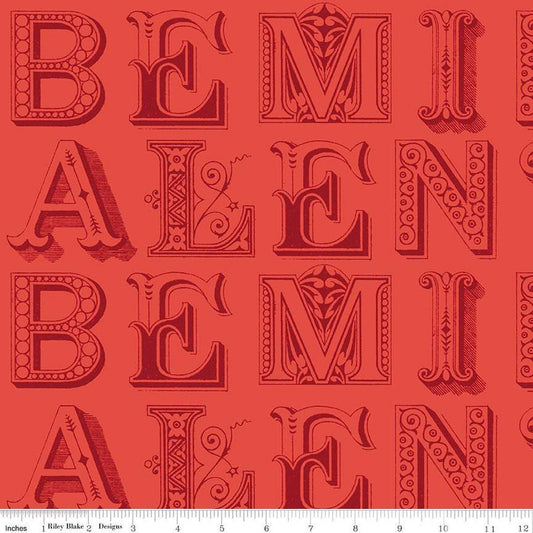 33" End of Bolt - CLEARANCE Be Mine Valentine Love Letters C12785 Red by Riley Blake - Valentine's Day Text - Quilting Cotton Fabric