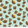SALE 26" End of Bolt - Bumble & Bear Heads C12671 Mint - Riley Blake Designs - Children's Bears - Quilting Cotton Fabric