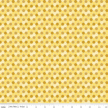 14" End of Bolt Piece - SALE Bumble & Bear Honeycomb C12674 Yellow - Riley Blake Designs - Hexagons Hexies - Quilting Cotton Fabric
