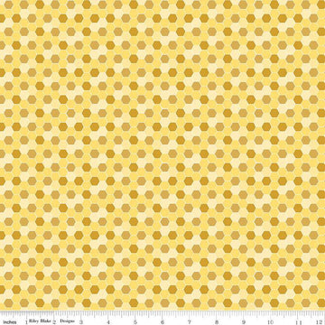 Fat Quarter End of Bolt - SALE Bumble & Bear Honeycomb C12674 Yellow - Riley Blake Designs - Hexagons Hexies - Quilting Cotton Fabric