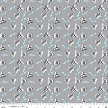 Celebrate with Hershey Valentine's Day Kisses Toss C12803 Silver - Riley Blake Designs - Hershey's Chocolate - Quilting Cotton Fabric