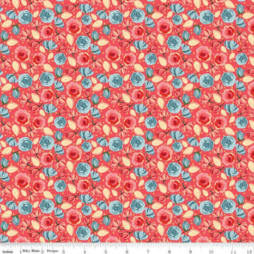 17" End of Bolt - SALE Mon Cheri Roses C12653 Poppy - Riley Blake Designs - Floral Flowers - Quilting Cotton Fabric