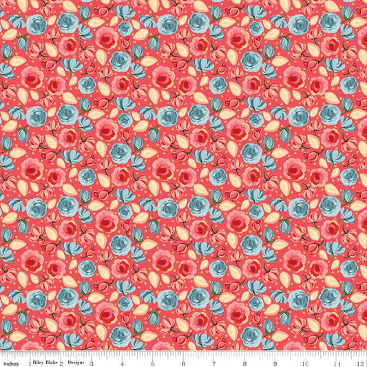 17" End of Bolt - SALE Mon Cheri Roses C12653 Poppy - Riley Blake Designs - Floral Flowers - Quilting Cotton Fabric
