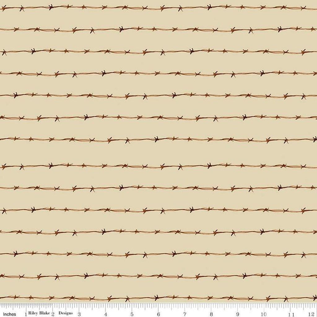 Fat Quarter End of Bolt - Ride the Range Fence C12743 Cream - Riley Blake Designs - Barbed Wire - Quilting Cotton Fabric