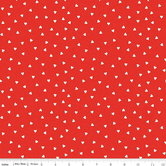 8" End of Bolt - Be Mine Valentine Small Hearts C12788 Red - Riley Blake Designs - Valentine's Day Valentines Red - Quilting Cotton Fabric