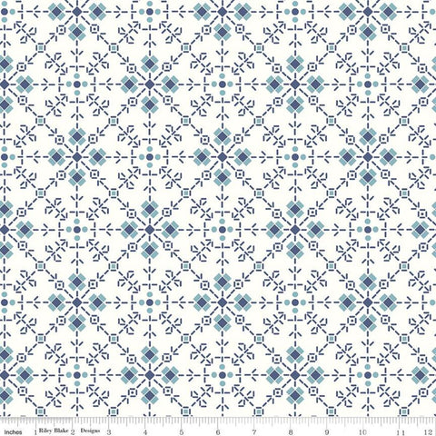 2 yard 27" End of Bolt - SALE Bee Plaids Homemade WIDE BACK WB12040 Denim - Riley Blake  107/108" Flowers Lori Holt - Quilting Cotton Fabric