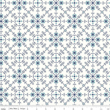 1-Yard 31" End of Bolt - Bee Plaids Homemade WIDEBACK WB12040 Denim - Riley Blake - 108" Flowers - Lori Holt - Quilting Cotton Fabric