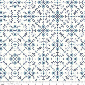 2 Yard 18" End of Bolt - Bee Plaids Homemade WIDEBACK WB12040 Denim - Riley Blake - 108" Flowers - Lori Holt - Quilting Cotton Fabric