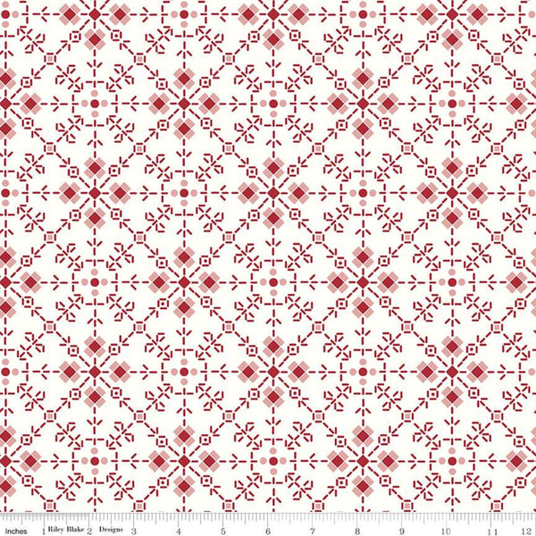 2yd 22" End of Bolt - SALE Bee Plaids Homemade WIDE BACK WB12040 Red - Riley Blake Designs - 107/108" Wide Flowers - Quilting Cotton Fabric