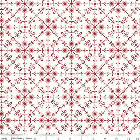 2yd 22" End of Bolt - SALE Bee Plaids Homemade WIDE BACK WB12040 Red - Riley Blake Designs - 107/108" Wide Flowers - Quilting Cotton Fabric