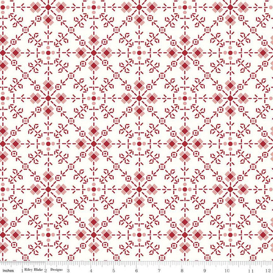 2 yard  35" Cut - Bee Plaids Homemade WIDE BACK WB12040 Red - Riley Blake Designs - 107/108" Wide Floral Flowers - Quilting Cotton Fabric