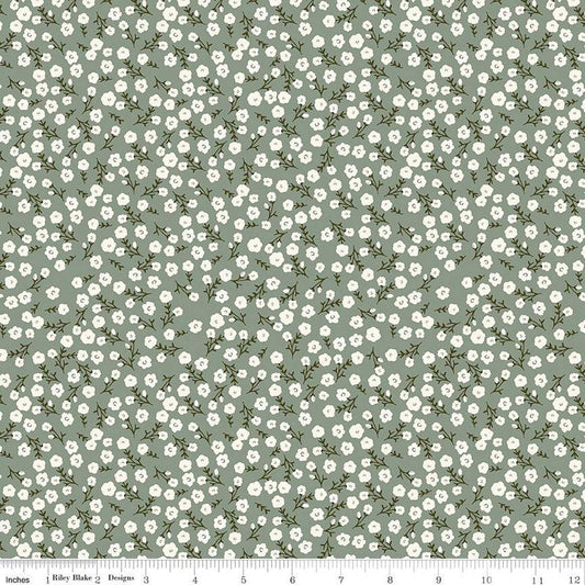 12" End of Bolt - Gingham Fields Floral C13352 Lodge Pole - Riley Blake Designs - Cream Flower Flowers - Quilting Cotton Fabric