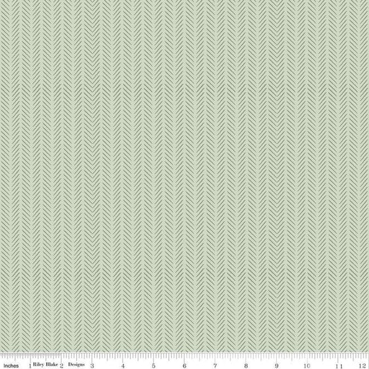 18" End of Bolt Piece - Gingham Fields Diagonals C13355 Pistachio - Riley Blake Designs - Columns Herringbone - Quilting Cotton Fabric