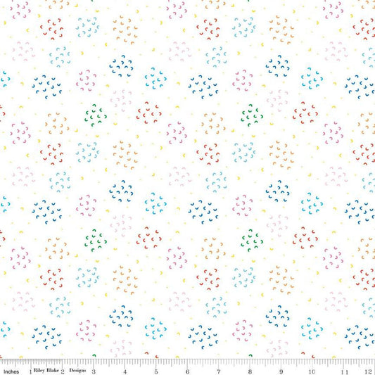 Fat Quarter End of Bolt - SALE Our Little Band Geo Cluster C13063 White - Riley Blake Designs - Quilting Cotton Fabric - Licensed Product