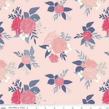 13" End of Bolt - CLEARANCE South Hill Main C12660 Blush - Riley Blake Designs - Floral Flowers - Quilting Cotton Fabric