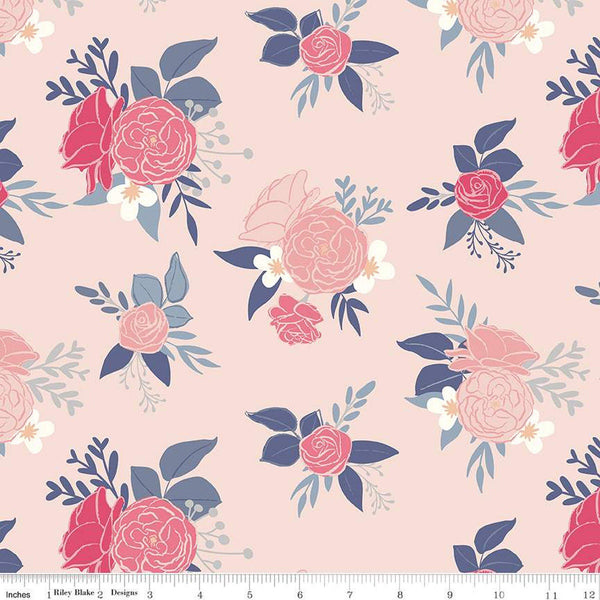 SALE South Hill Main C12660 Blush - Riley Blake Designs - Floral Flowers - Quilting Cotton Fabric