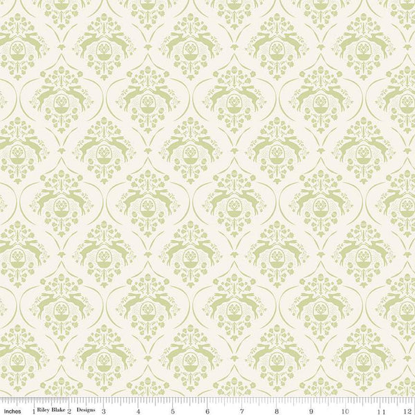 CLEARANCE Springtime Damask C12811 Cream by Riley Blake Designs - Flowers Rabbits Eggs Baskets Easter - Quilting Cotton Fabric