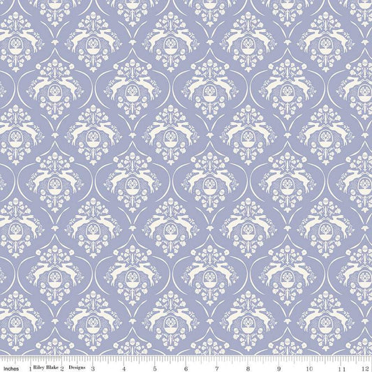 34" End of Bolt - SALE Springtime Damask C12811 Lilac by Riley Blake Designs - Flowers Rabbits Eggs Baskets Easter - Quilting Cotton Fabric